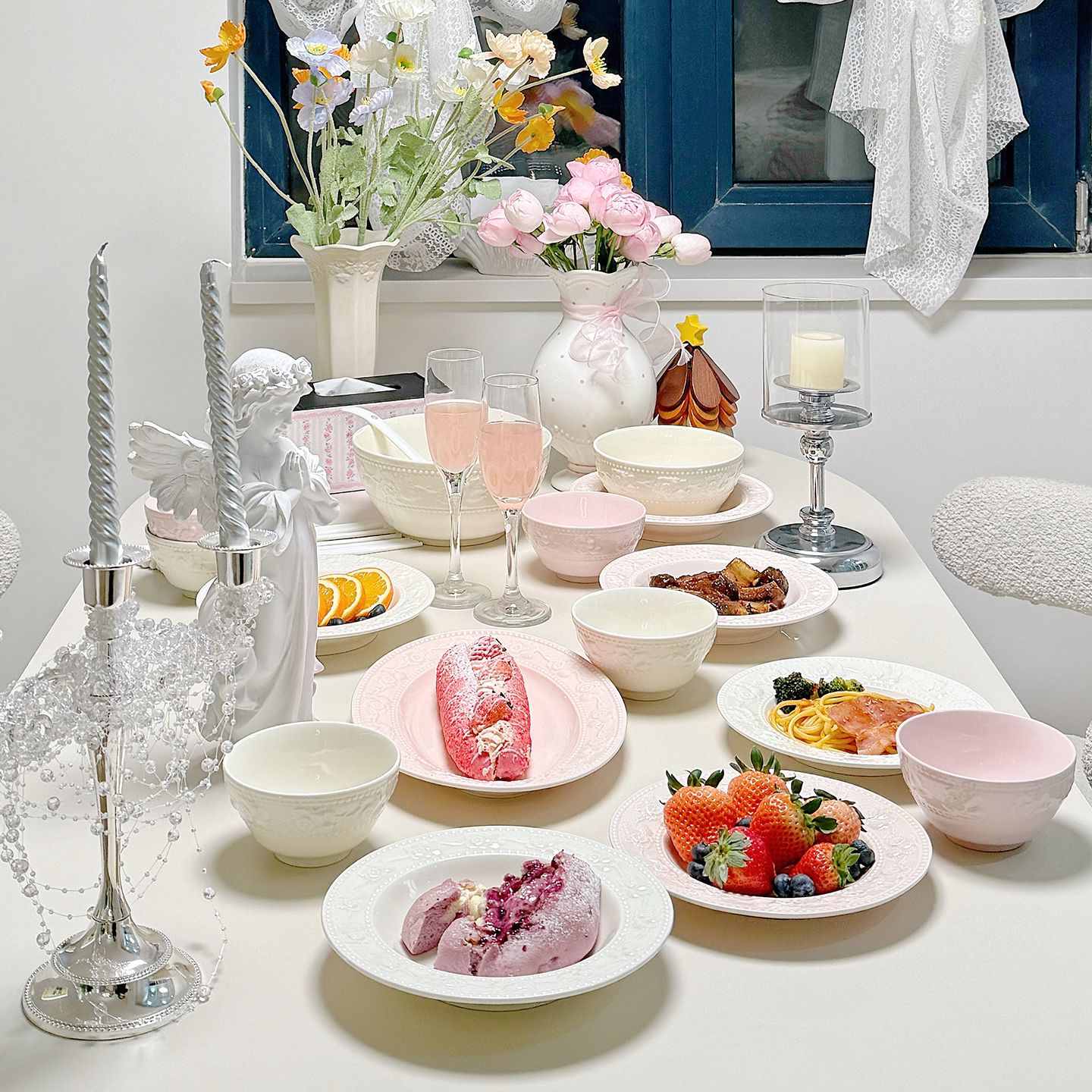 2026新款碗碟套装家用釉下彩法式餐具高颜值陶瓷碗盘乔迁新婚碗具