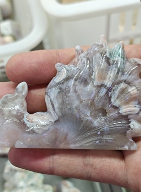 [一物一图实拍]天然樱花玛瑙九尾小狐狸迷你小摆件原石摆件礼物