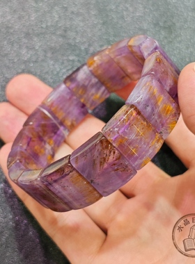 天然紫钛晶手排 紫水晶钛晶共生手牌 金牙顺发水晶手排 在线挑选