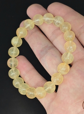 天然黄萤石圆珠手链 女生节日礼物 日常百搭穿戴 水晶半宝石饰品