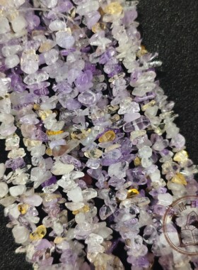天然水晶优化 紫水晶黄水晶碎石串珠 DIY手工设计叠戴打孔饰品