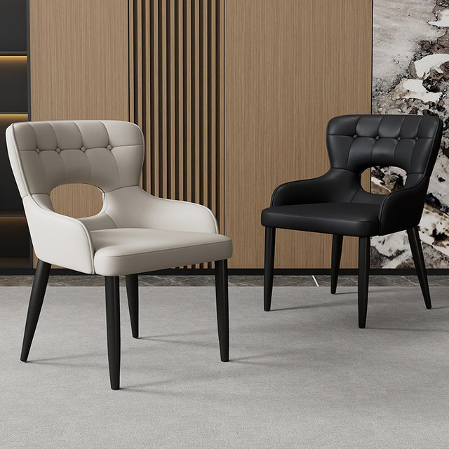 Light luxury home dining chair Italian designer genuine leather simple ... - Minimalist Dining Chair Hardware