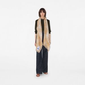 【24期免息】BURBERRY 宽版格纹丝毛混纺围巾 多色