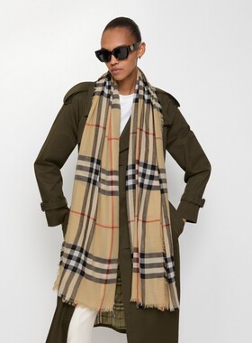 格纹羊毛围巾BURBERRY
