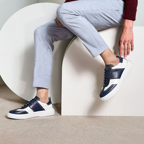 Spernanzoni意大利进口时尚真皮拼接休闲运动板鞋男士小白鞋MARCO - 图0