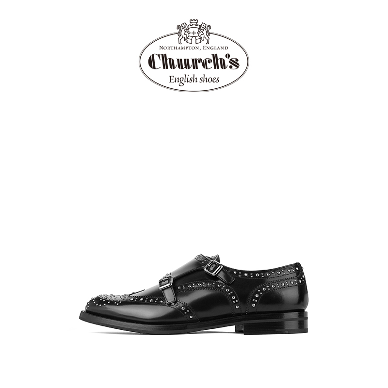 Church's英国进口时尚铆钉孟克鞋手工商务休闲女士皮鞋 Lana Met - 图1