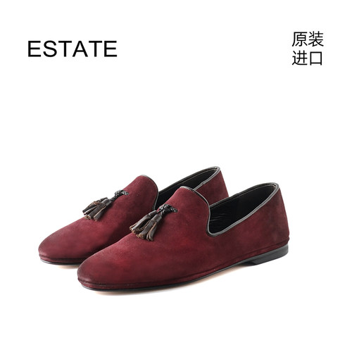 ESTATE意大利进口男士时尚居家慵懒舒适真皮乐福鞋吸烟鞋XX4NT - 图1