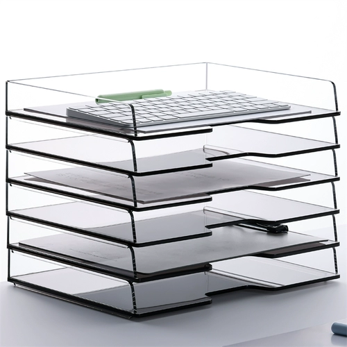 Sanrui Акриловый файл стойки A4 Большая и утолщенная многослойная стойка для хранения папков плюс классификация рабочего стола Работа на стойке