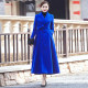 Solid color cashmere coat extra long knee-length woolen coat