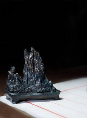 见君纯铜摆件书房办公室奇石