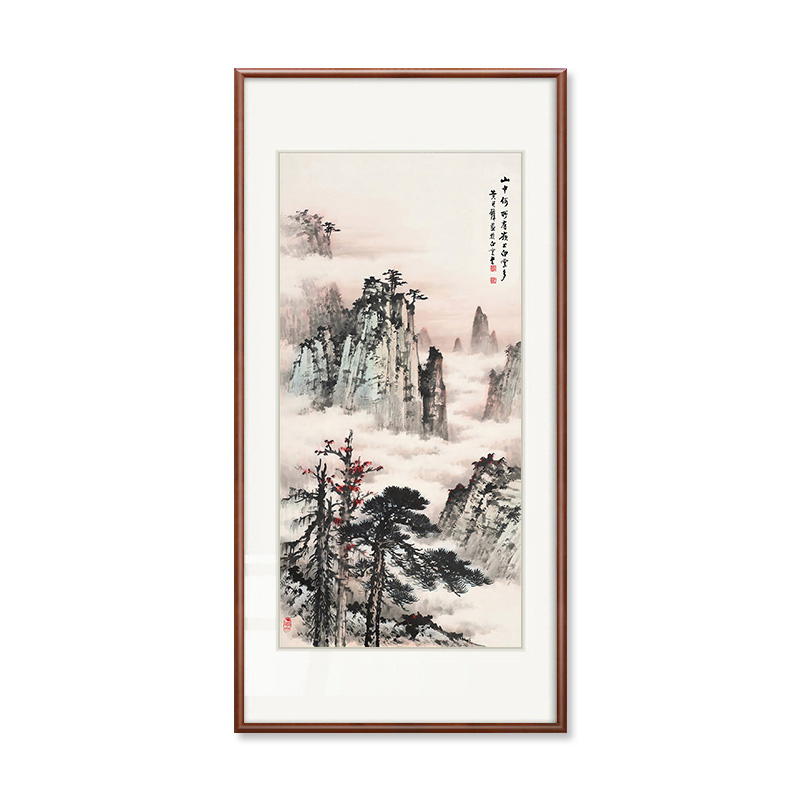 国画山水挂画新中式入户玄关装饰画书房茶室办公室黄君璧水墨壁画