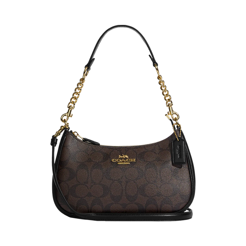 客邻尚品海外旗舰店COACH/蔻驰女士PVC配皮单肩斜挎包腋下包手提包月牙包CA5481
