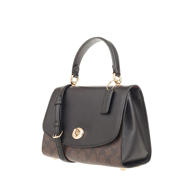 客邻尚品海外旗舰店COACH/蔻驰包包奥莱款小号女士PVC配皮单肩斜挎手提包766203
