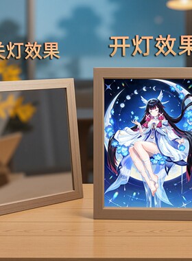 少女哥伦比娅镜子灯光画