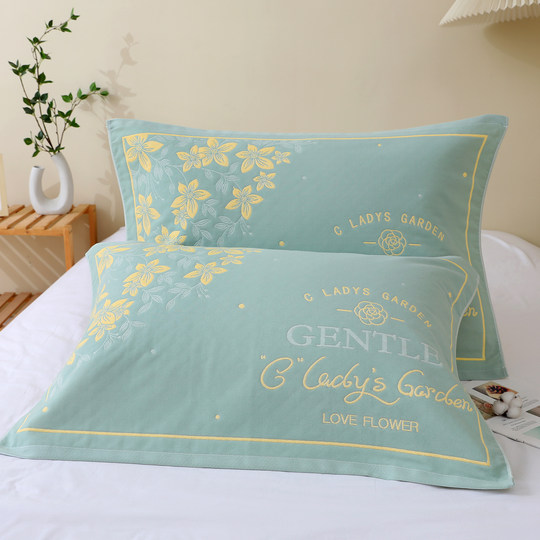 【新款枕巾】加厚细纱纯棉枕巾紫色绿色小清新成人情侣纱布枕头巾