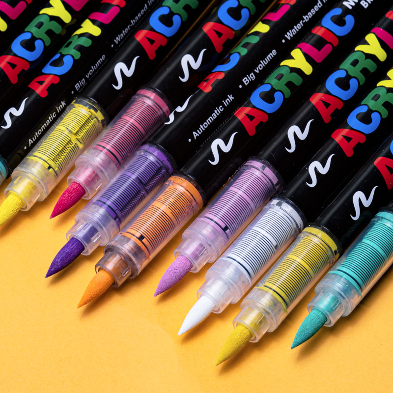 GN8101直液式丙烯马克笔3代出墨量大色彩均匀可叠色无气味涂鸦笔-图2
