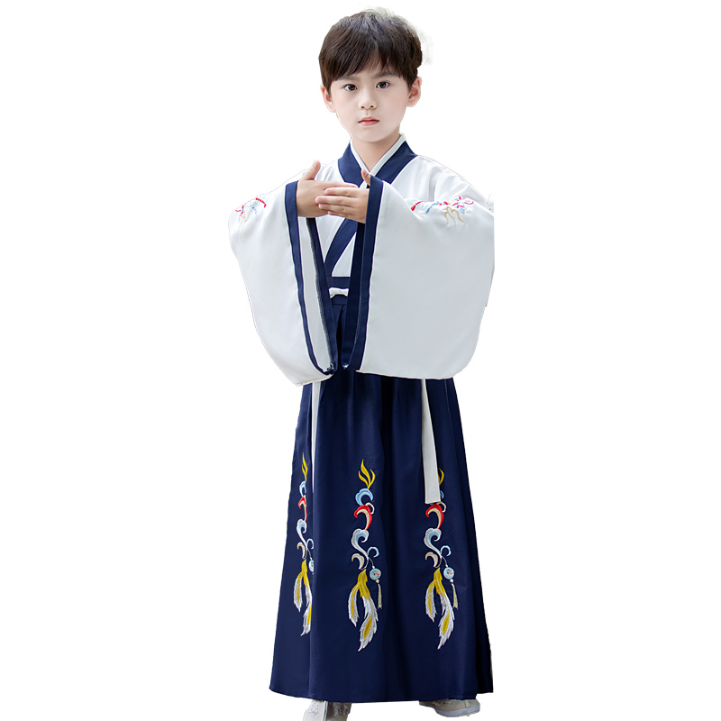 国学服装古装汉服小学生三字经朗诵六一演出服儿童孔子开笔礼书童