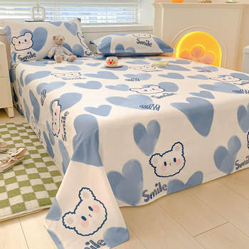 100% ຝ້າຍກາຕູນ bear sheet single piece 100% cotton single and double university students dormitory 100% cotton summer quilt sheet