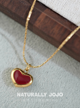 安可拉红色爱心项链女ins小众设计高级感锁骨链秋冬复古气质颈链