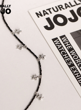 气质星星吊坠黑色尖晶石项链女锁骨链轻奢小众设计高级感甜酷颈链