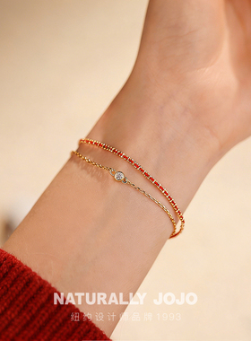 本命年新年好运红绳双层锆石手链精致高级感手串女编织绳情侣手饰