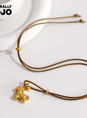 马上有钱双面小马编织绳长项链女毛衣链国风本命年马年生肖配饰