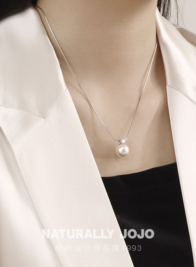 单颗正圆人造大珍珠项链女