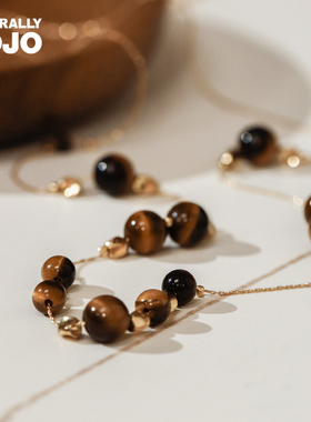 复古美拉德虎眼石长款项链女生轻奢小众设计高级感毛衣链百搭气质