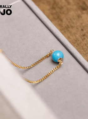 单颗优化蓝松石项链女复古法式轻奢小众设计多巴胺锁骨链气质颈链