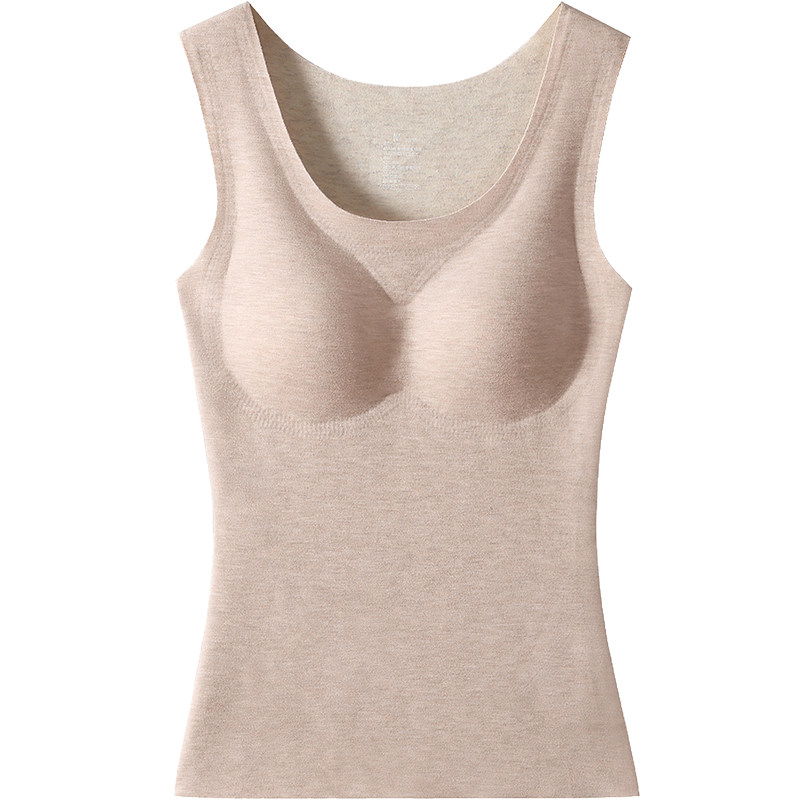 德绒保暖背心女带胸垫一体加绒秋衣 朵凡妮保暖上装