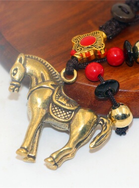 西藏个性纯黄铜吊饰品汽车生肖马
