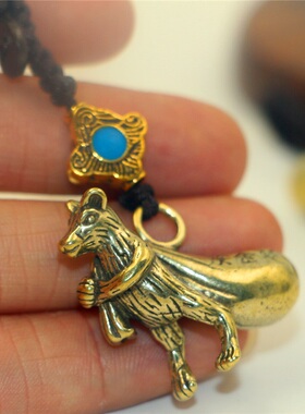 西藏纯黄铜生肖鼠摩托车挂饰吊坠