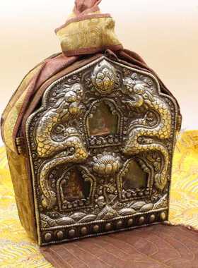 尼泊尔手工藏银嘎乌盒擦擦佛像