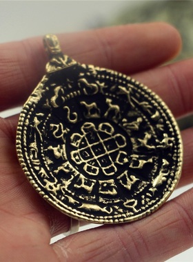 尼泊尔手工纯铜防小人九宫八卦牌