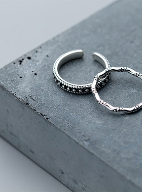 韩版简约小圆珠戒指个性潮小众设计感开口可调节食指戒Ins冷淡风