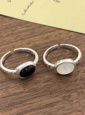 椭圆戒指女简约ins冷淡风复古开口可调节指环秋冬新款饰品