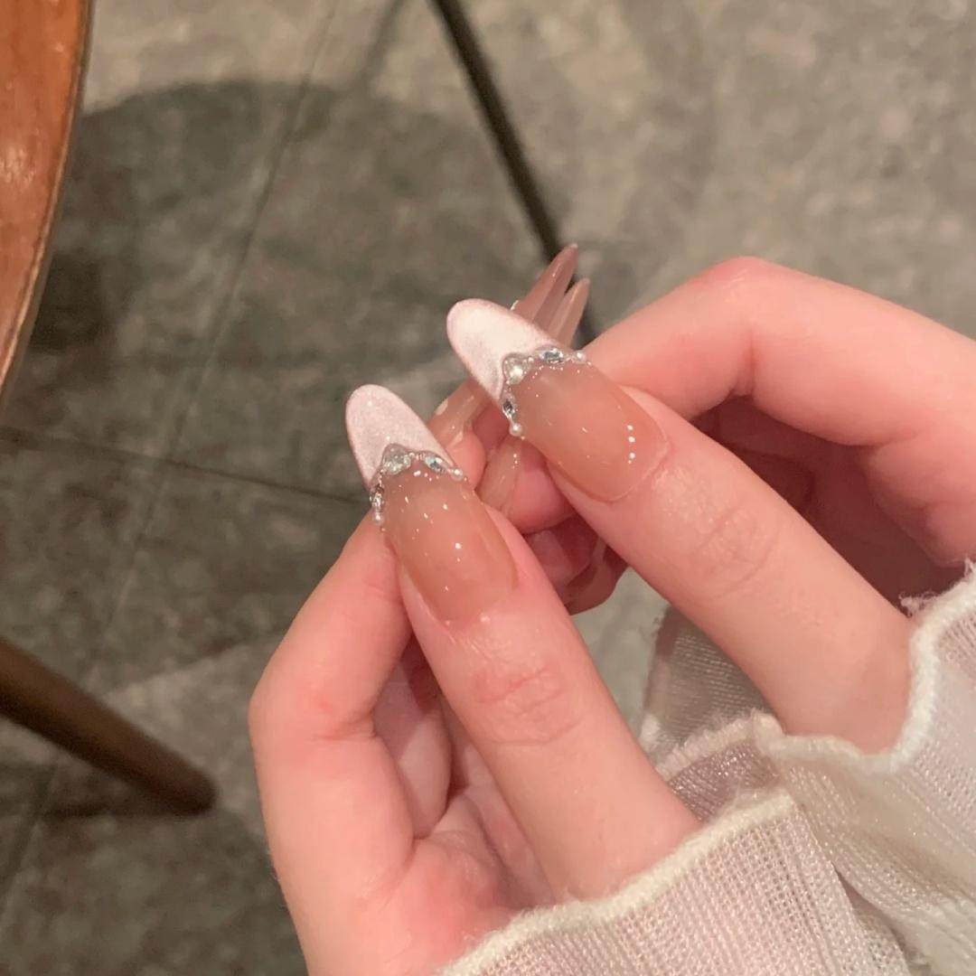 穿戴甲长款手工定制气质显白粉希猫眼温柔假指甲贴片少女孕妇甲,淘宝优惠券,粉丝福利购,淘宝优惠卷