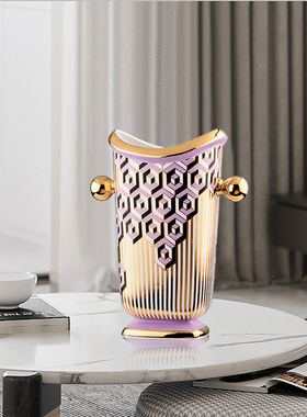 蝶陶家居花瓶 美式凡尔赛彩绘外贸出口轻奢西班牙设计感