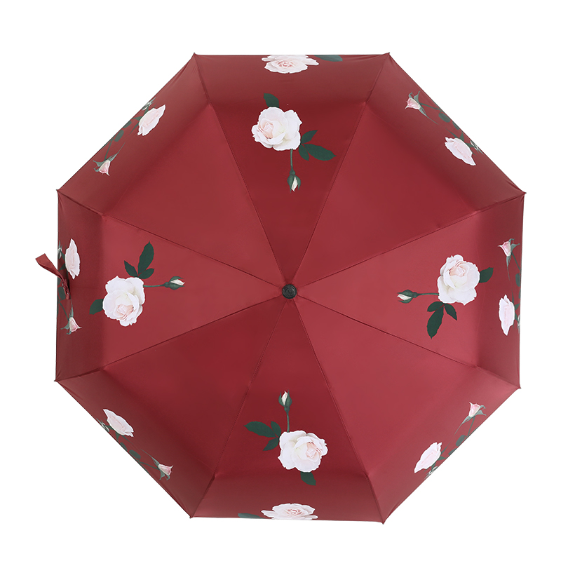 漫记太阳伞防晒防紫外线全自动折叠雨伞女晴雨两用红伞遮阳伞小巧 - 图0