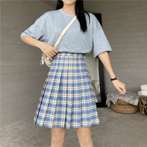 大码高腰格子百褶裙中长款半身裙女胖mm蓬蓬裙JK学院风A字bm裙子 - 图3