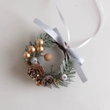 Рождественские украшения, мини-венок, сосновые шишки, звезды, золотые сосновые иголки, автомобильные подвесные украшения, реквизит для праздничной атмосферы