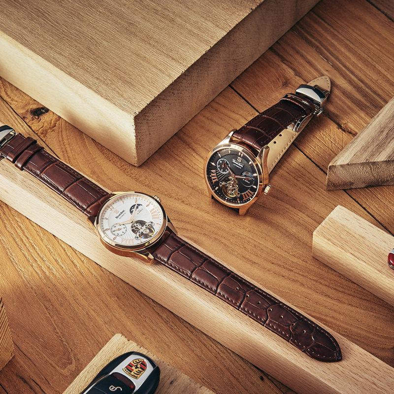 邦顿男士镂空防水真皮带学生机械表 bestdon帝瑞国产腕表