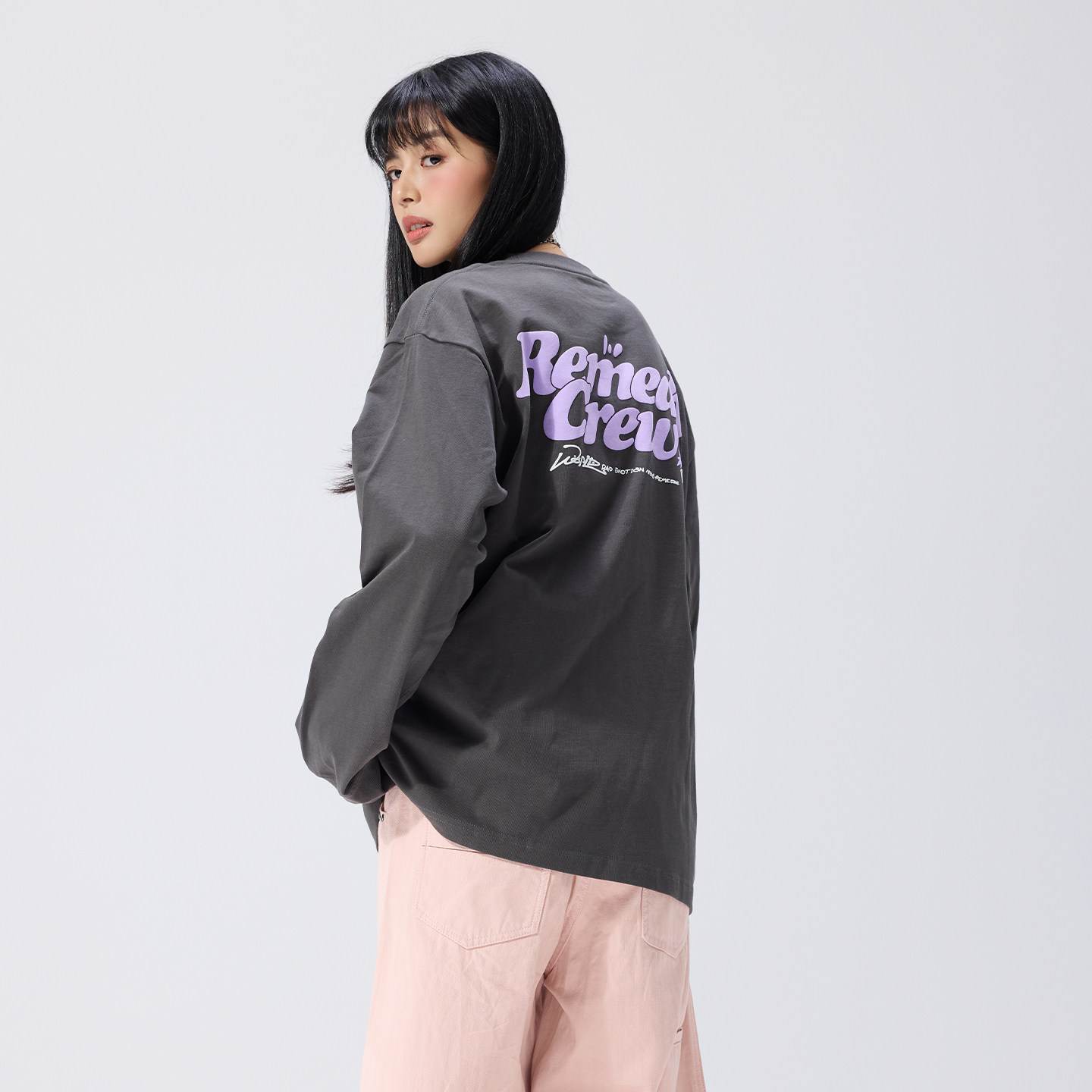 Remedy 美式发泡印花长袖T恤男女潮牌百搭宽松休闲体恤打底衫上衣,淘宝优惠券,粉丝福利购,淘宝优惠卷