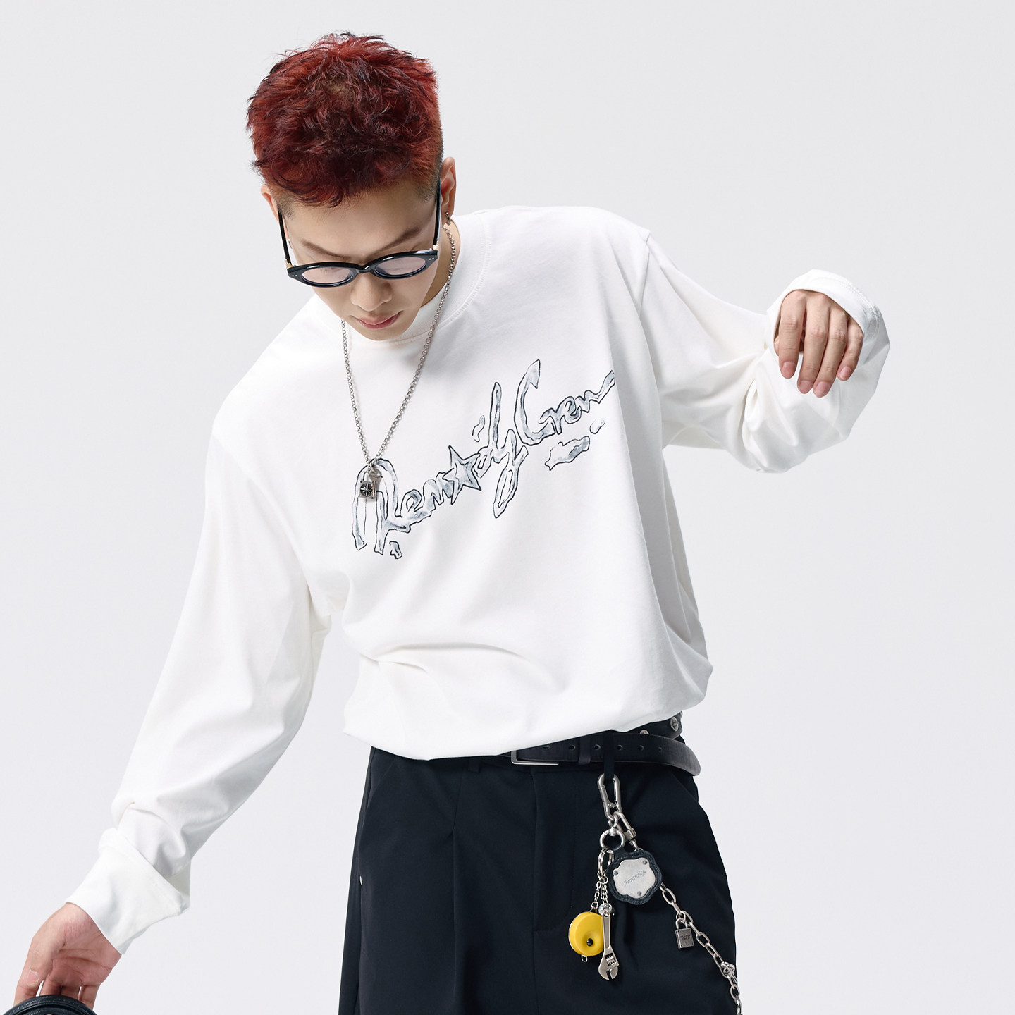 Remedy 美式水迹字体印花长袖T恤男女秋季新款情侣休闲打底衫上衣