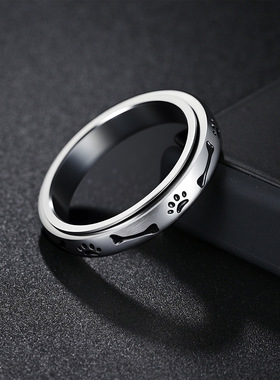 高级感气质百搭4mm宽可转动戒指