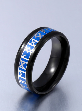 个性不锈钢维京字母戒指