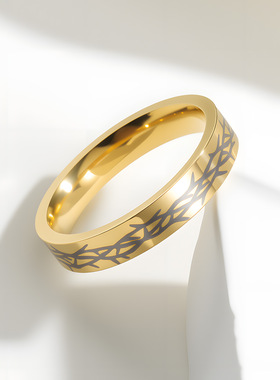 4MM女款ins冷谈风钛钢不掉色戒指