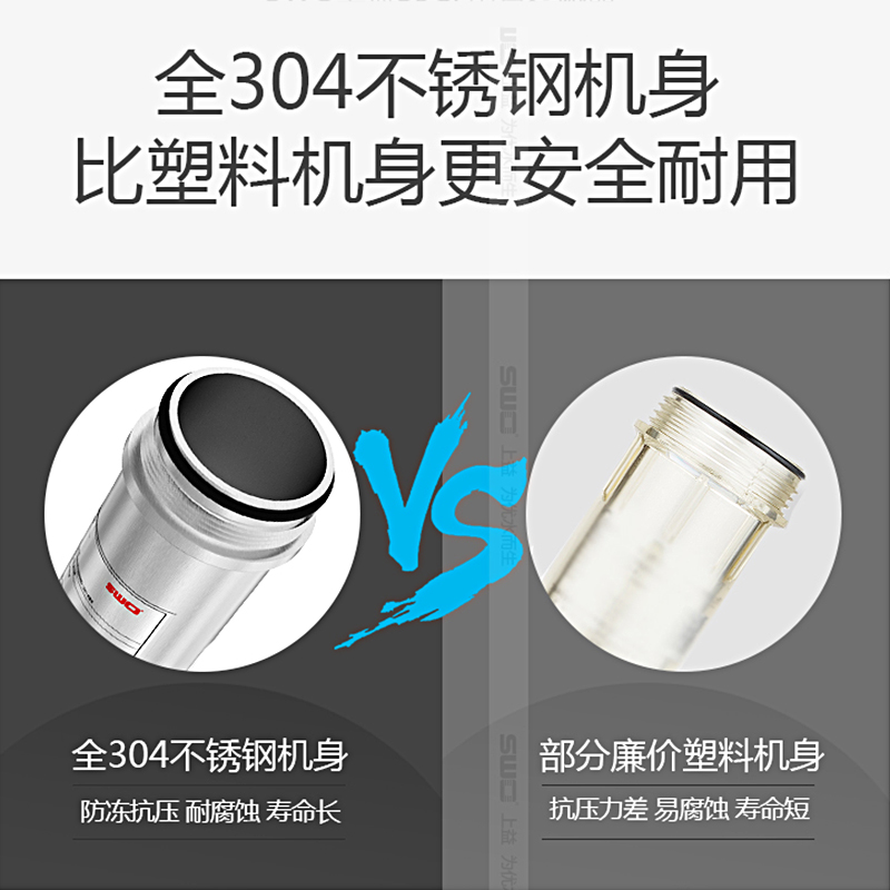 上益304全不锈钢前置过滤器井水自来水管道全屋家用反冲洗净水器