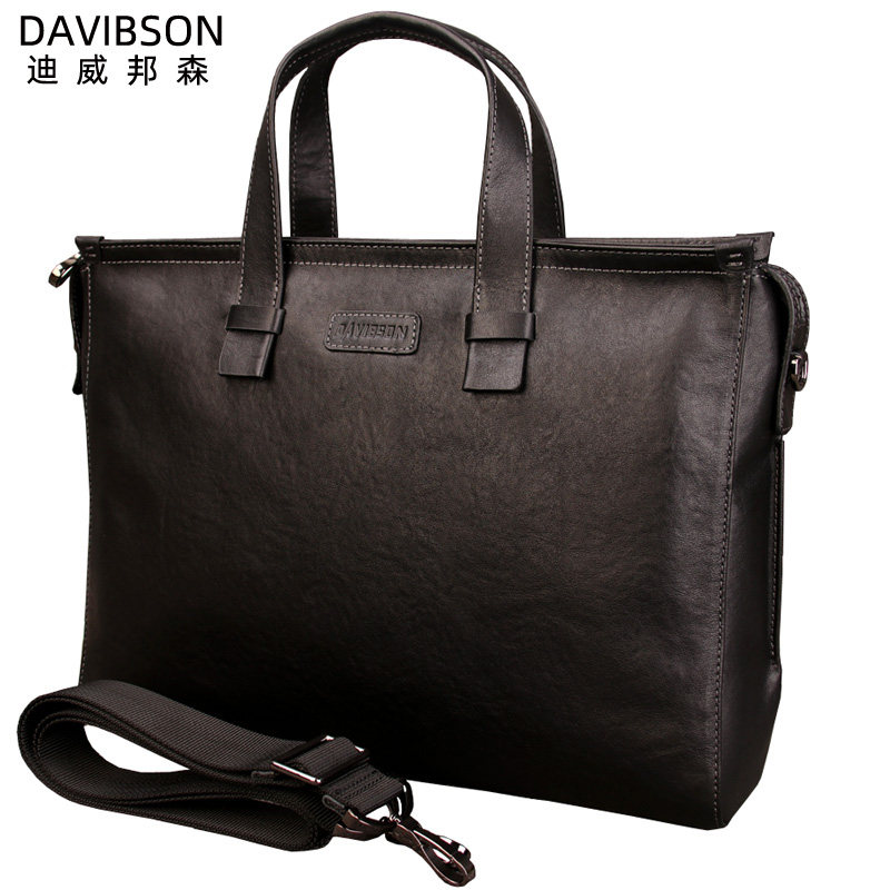 新款男士真皮手提包休闲潮公文包 迪威邦森男士包袋