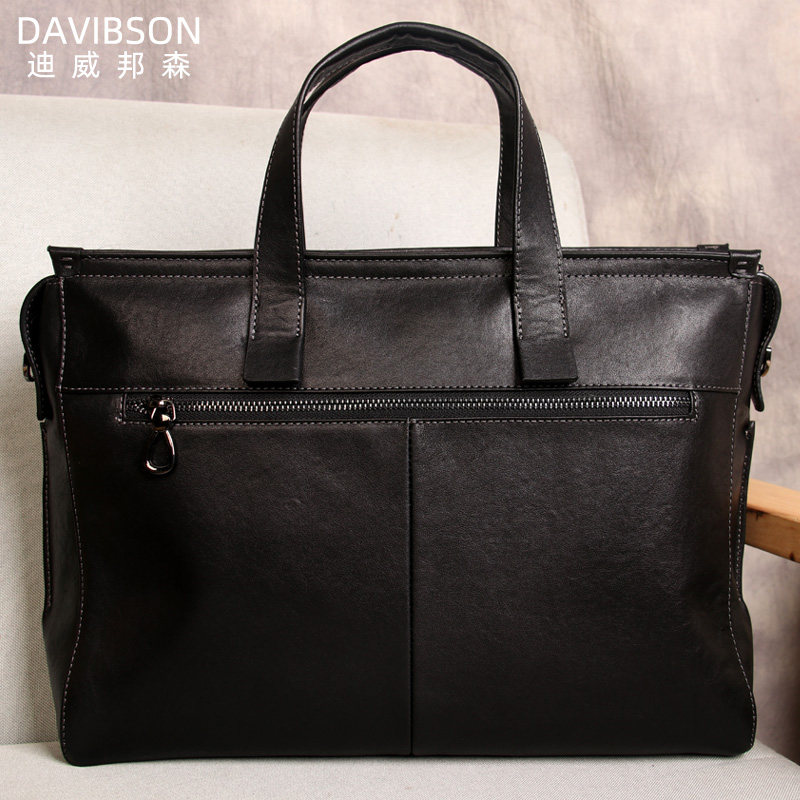 新款男士真皮手提包休闲潮公文包 迪威邦森男士包袋